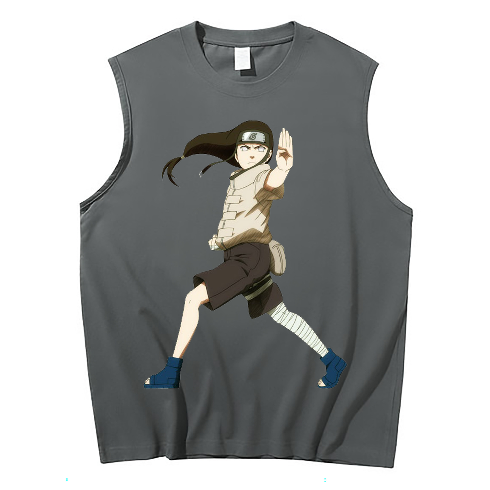 （画像用） NARUTO -ナルト- 日向ネジ Hyūga Neji コットン100％タンクトップ（フロントプリント）